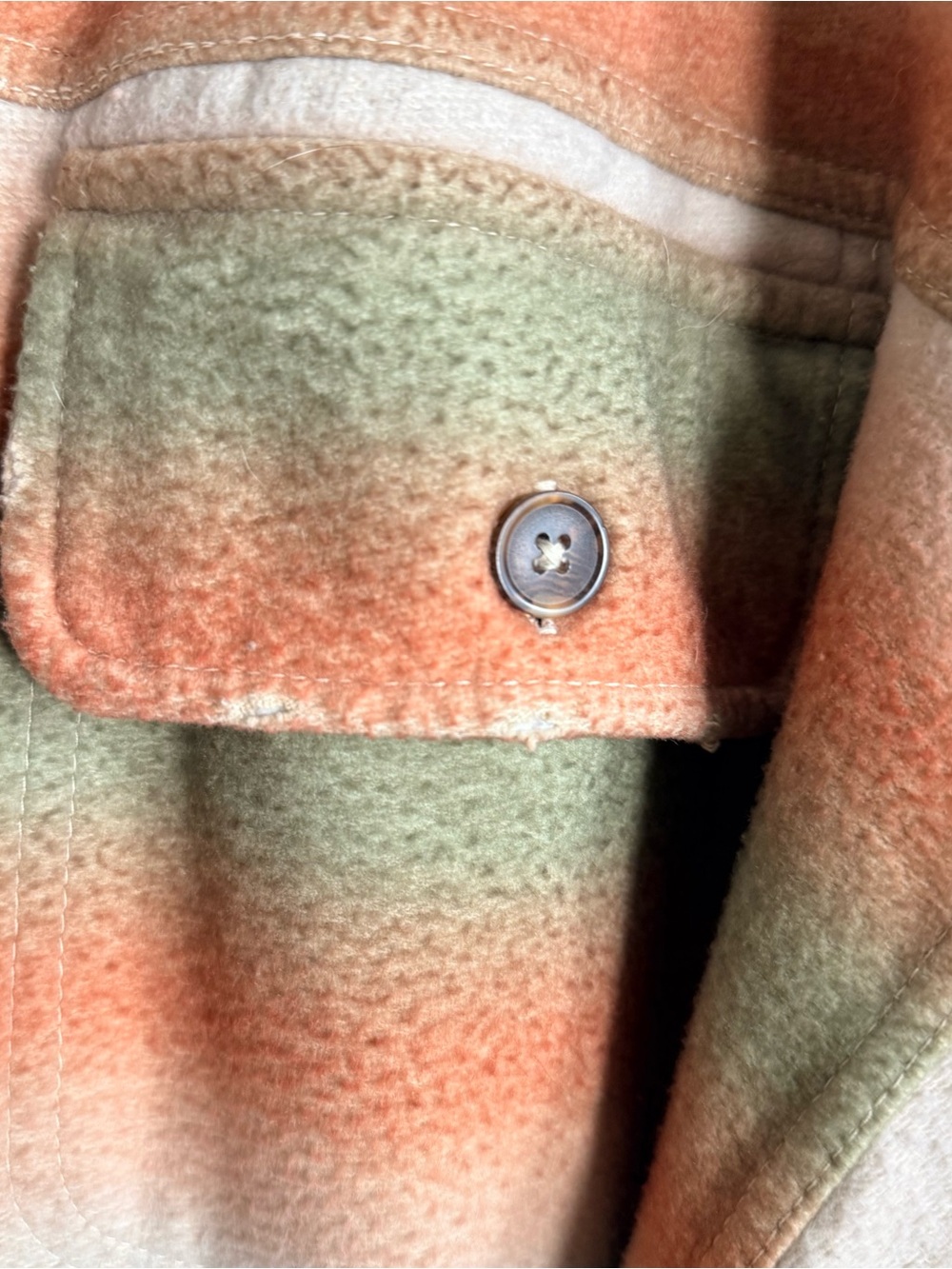 Free People Earth Tones Striped Ruby Soft Distressed Button Down Shacket Size L - Picture 7 of 10